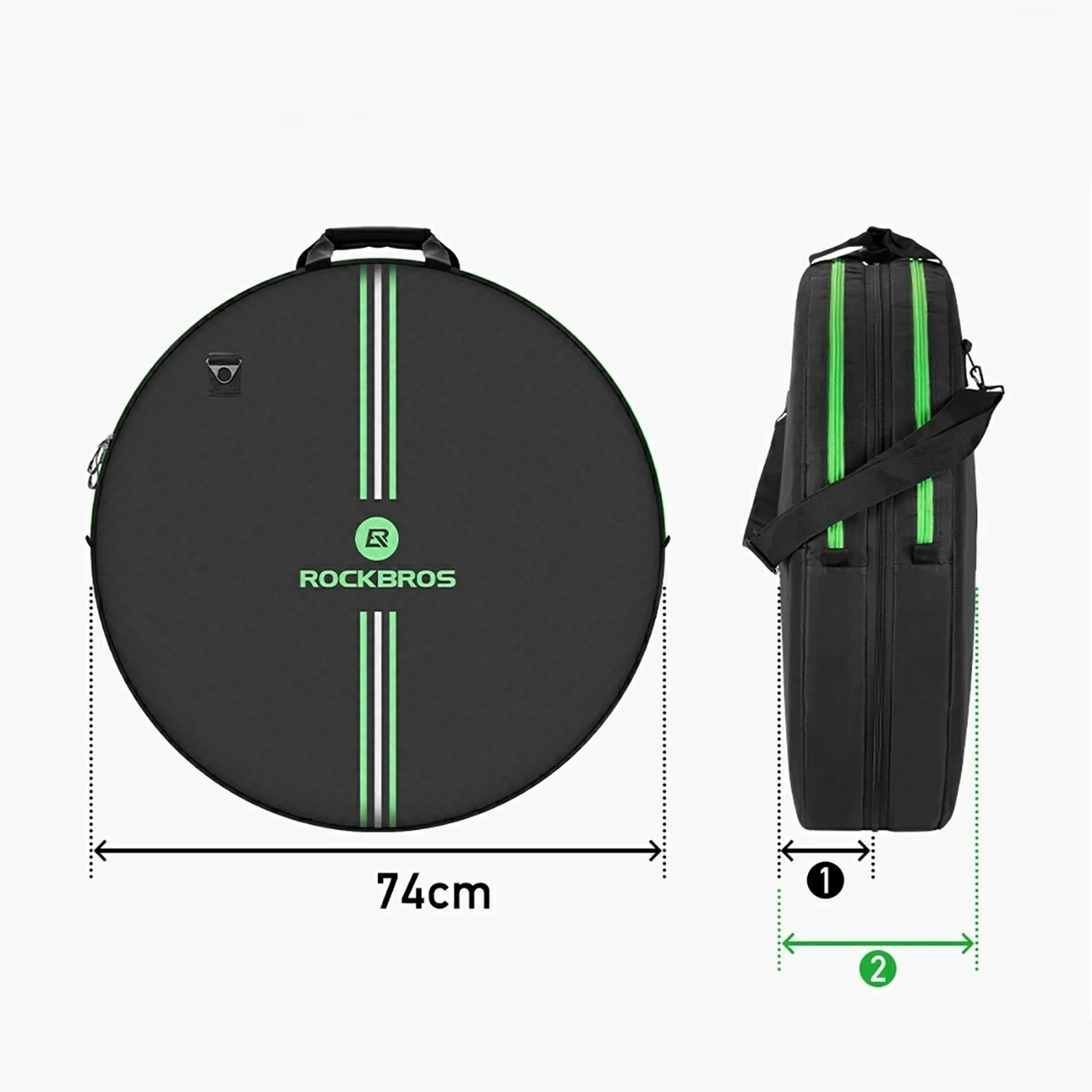 Transport cover for bicycle wheels, 74 cm diameter - black 3