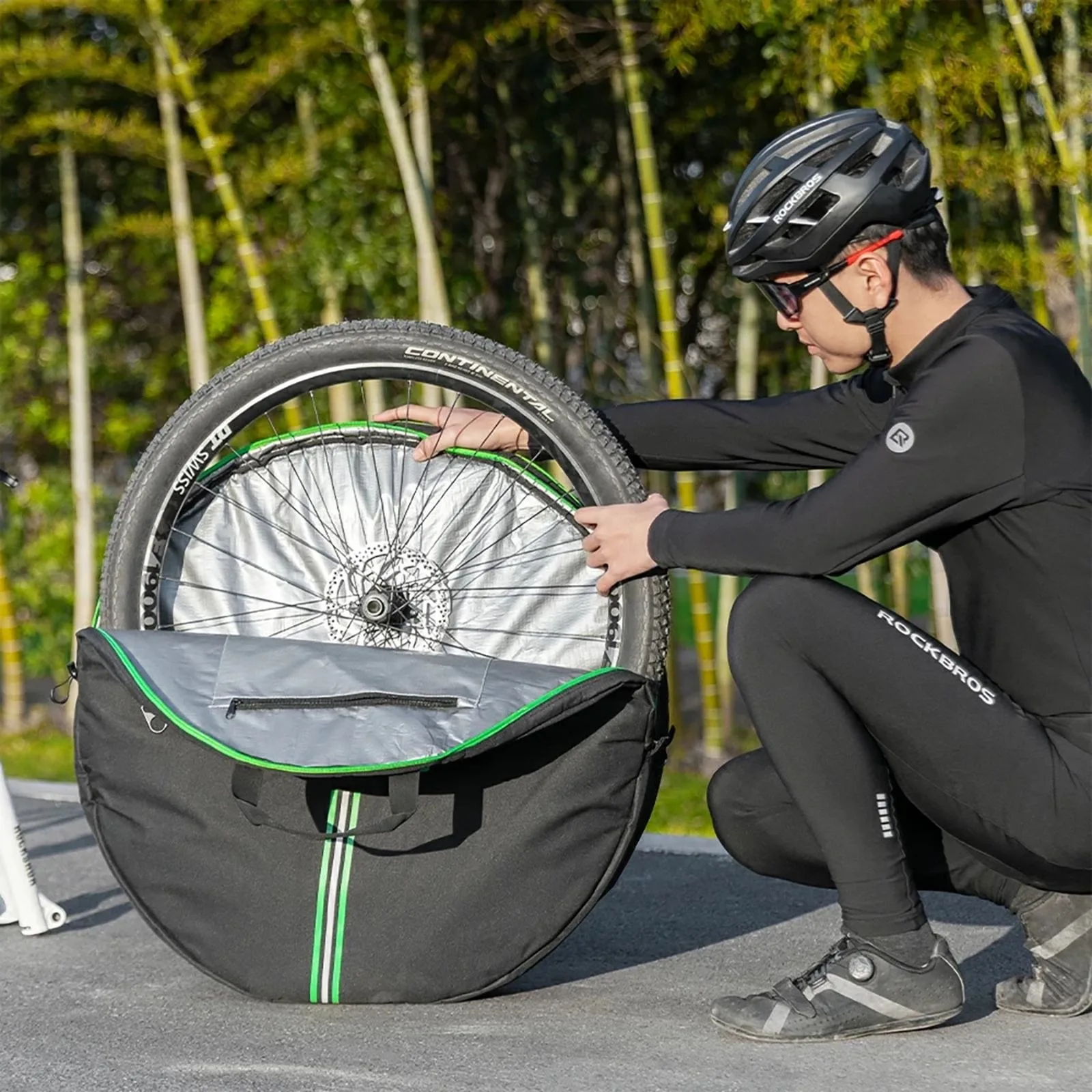 Transport cover for bicycle wheels, 74 cm diameter - black 9