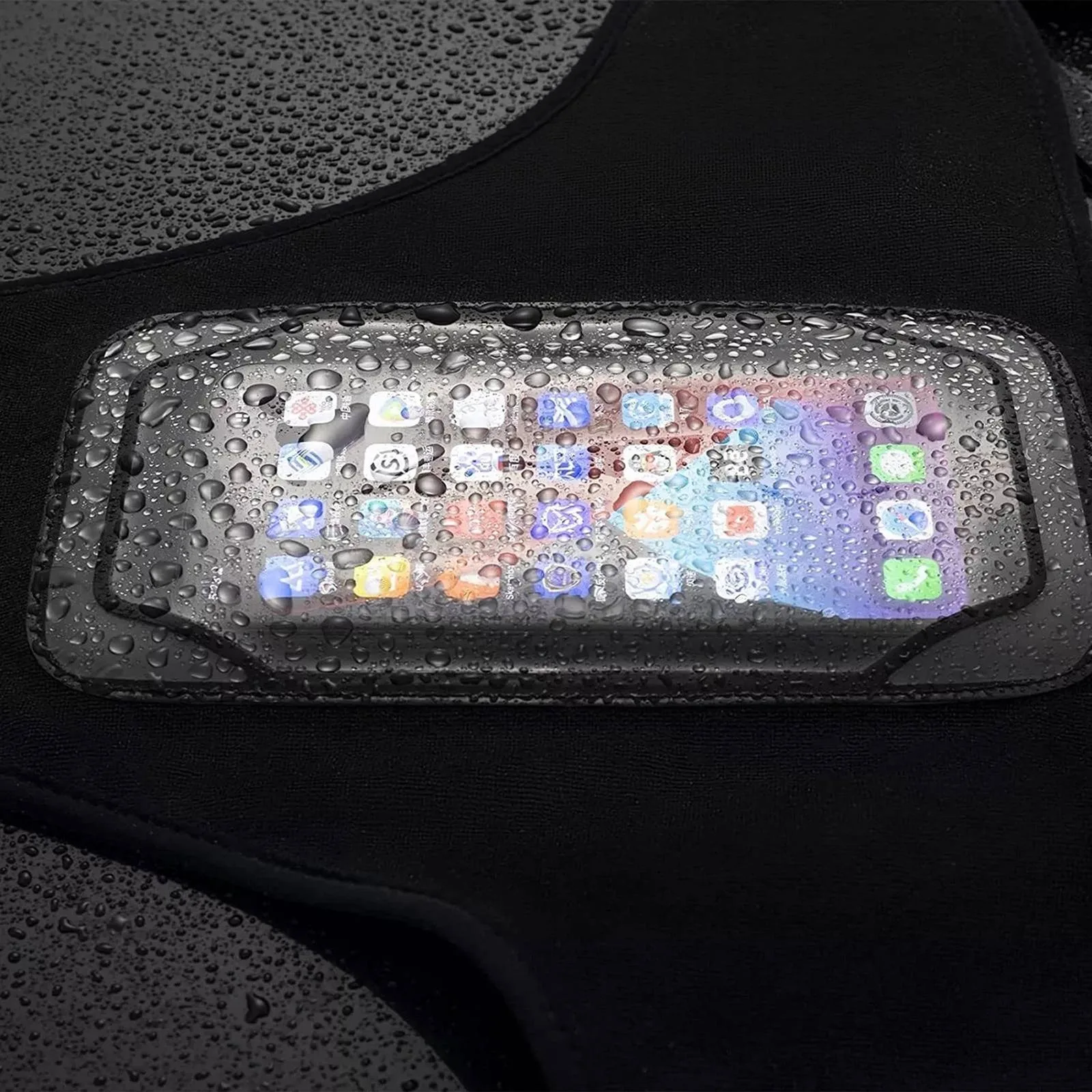 Anti-sweat cover for a bicycle with a pocket and a phone window - black 3