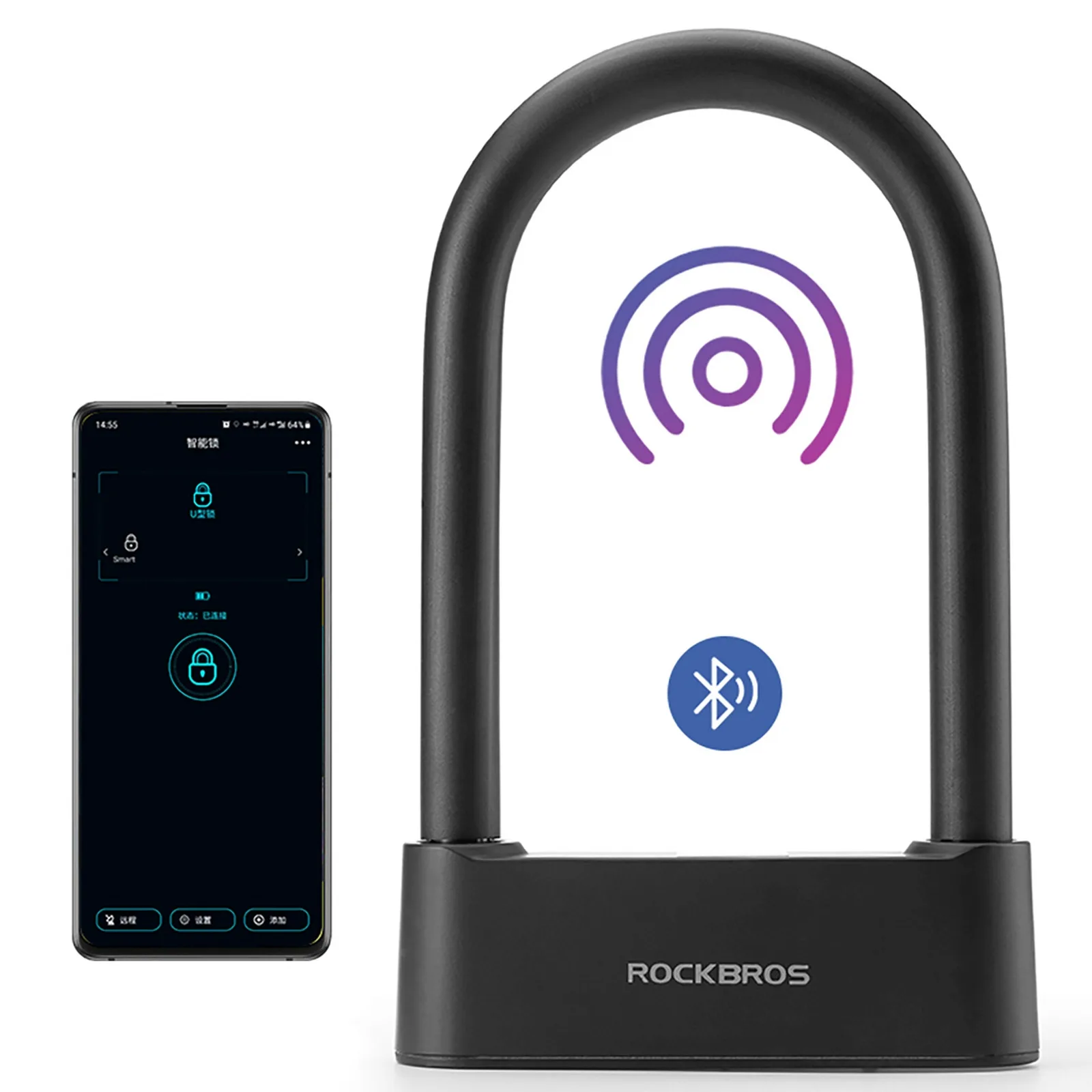 Inteligentný zámok na bicykel s čítačkou odtlačkov prstov a Bluetooth – čierny 2