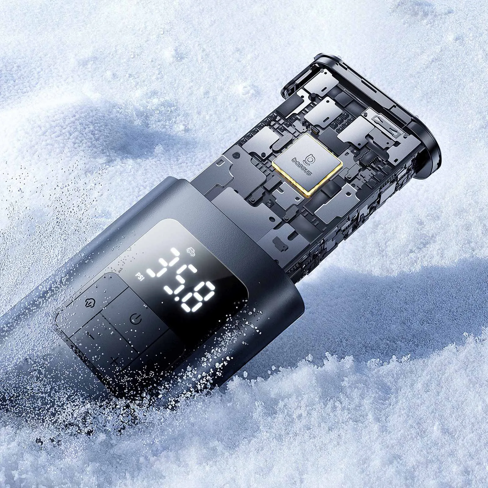 Compresor de anvelope 2-in-1 cu lanternă și powerbank 6000mAh 75W - negru 10
