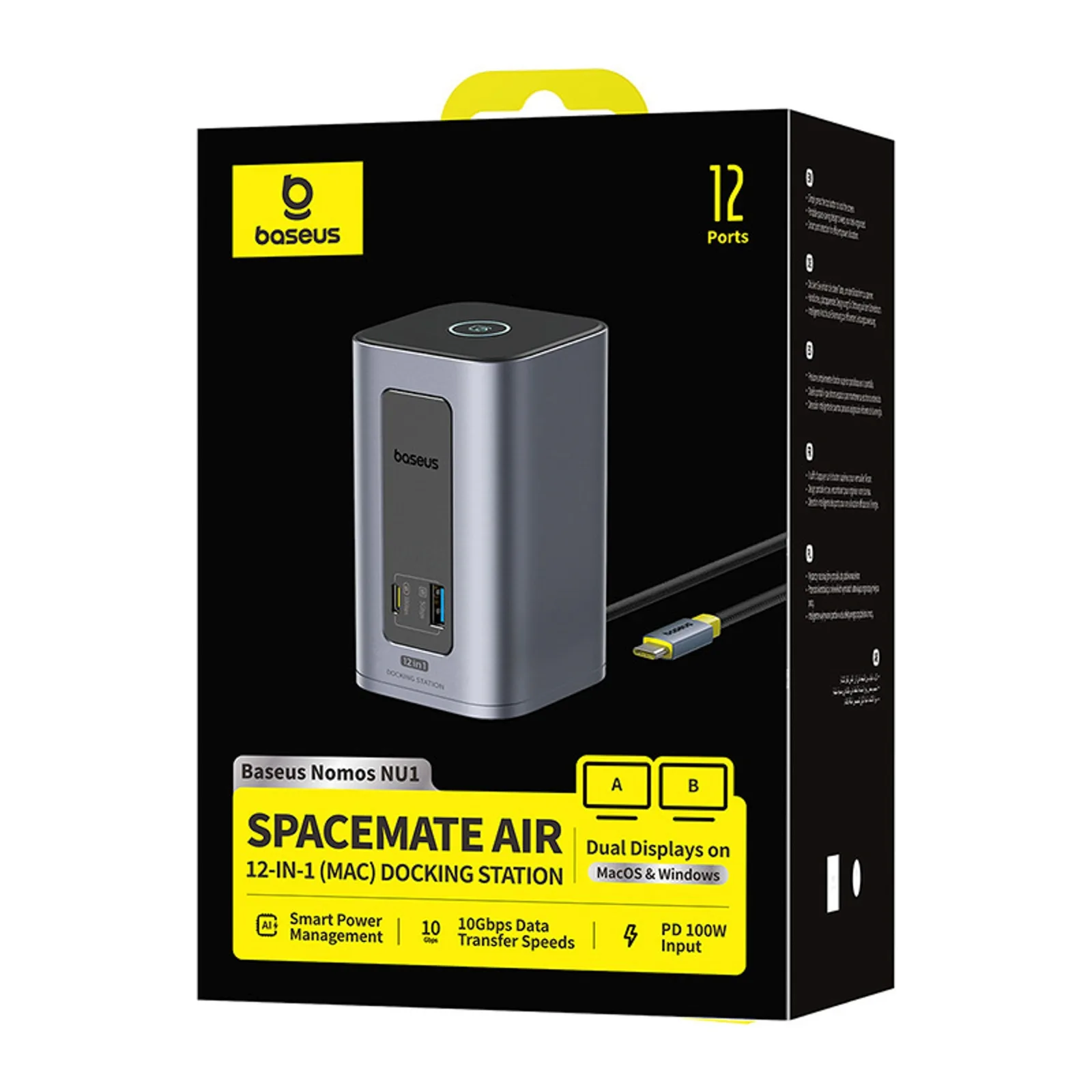 HUB stacja dokująca 12w1 USB-C do USB-C USB-A HDMI DisplayPort Rj45 - szara 4
