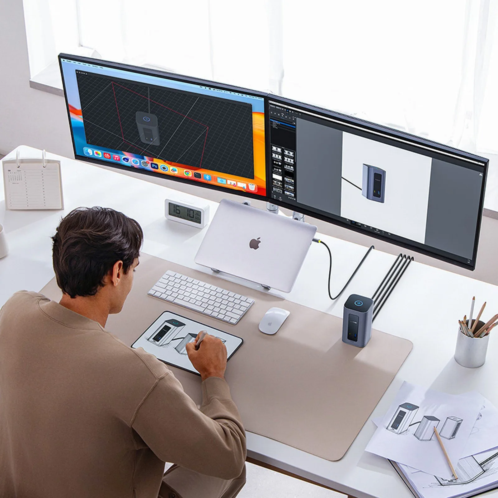 HUB stacja dokująca 12w1 USB-C do USB-C USB-A HDMI DisplayPort Rj45 - szara 7