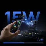 5 az 1-ben USB-A és USB-C vezeték nélküli töltőállomás Qi2 160 W-os behúzható kábellel – fekete 10