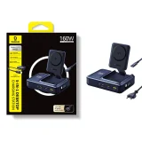 5 az 1-ben USB-A és USB-C vezeték nélküli töltőállomás Qi2 160 W-os behúzható kábellel – fekete 4