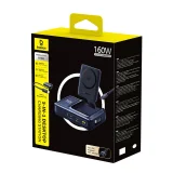 5 az 1-ben USB-A és USB-C vezeték nélküli töltőállomás Qi2 160 W-os behúzható kábellel – fekete 6