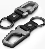 Key ring with bottle opener snap hook - black and gray 2