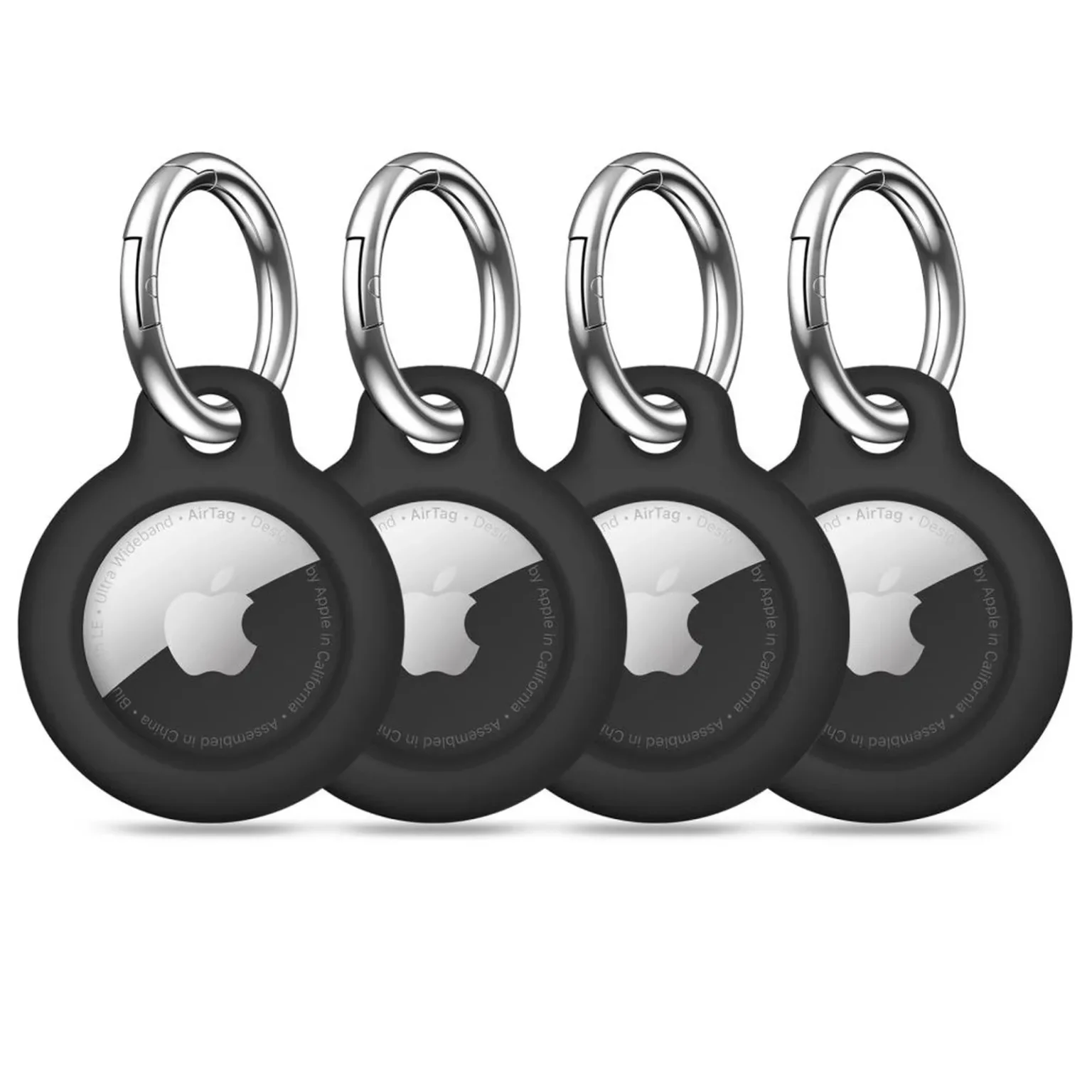 Protective pendant case for Apple AirTag 1 / 2 locator black - 4 pcs. Protective pendant case for Apple AirTag 1 / 2 locator black - 4 pcs.