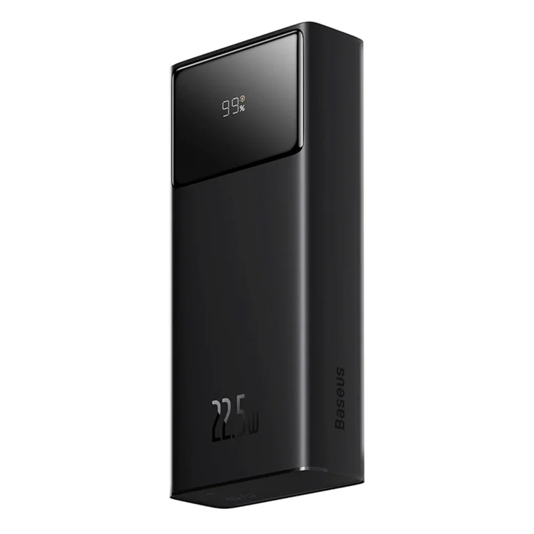 Powerbank 20000mAh USB-A USB-C z wyświetlaczem kablem 22.5W - czarny