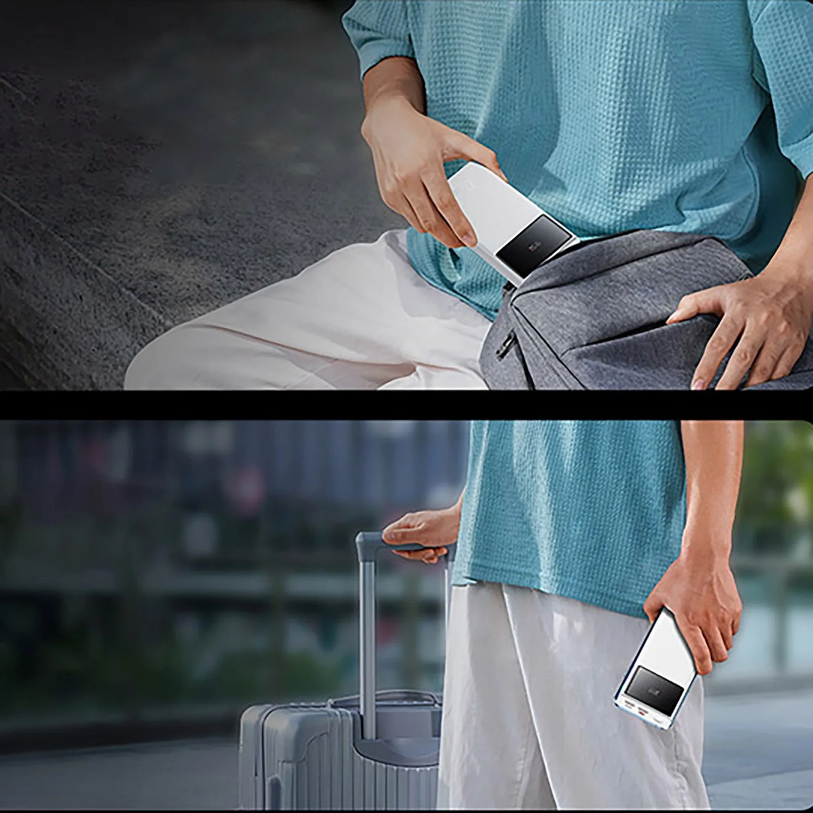 Powerbank 20000mAh USB-A USB-C z wyświetlaczem kablem 22.5W - biały 10