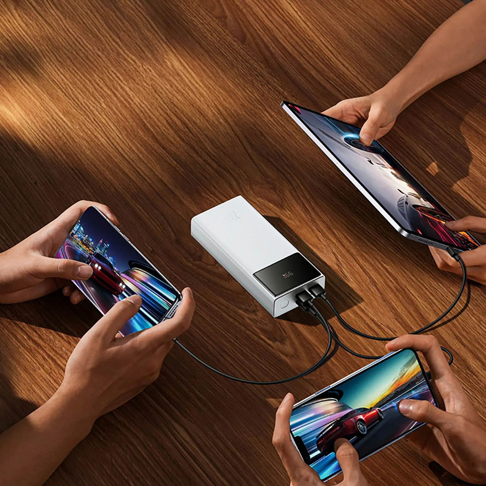 Powerbank 20000mAh USB-A USB-C z wyświetlaczem kablem 22.5W - biały 11