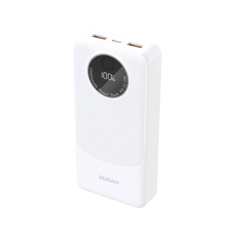 K12Pro 20 000 mAh-s powerbank, USB-A, USB-C, PD 22,5 W – fehér