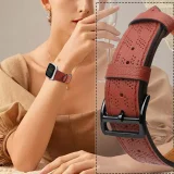 Pasek skórzany opaska bransoleta do Apple Watch 38 / 40 / 41 mm - czerwony 5