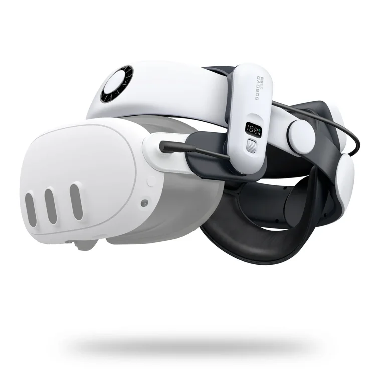 Pasek odciążający do gogli VR Meta Quest 3 z baterią zewnętrzną - biało czarny