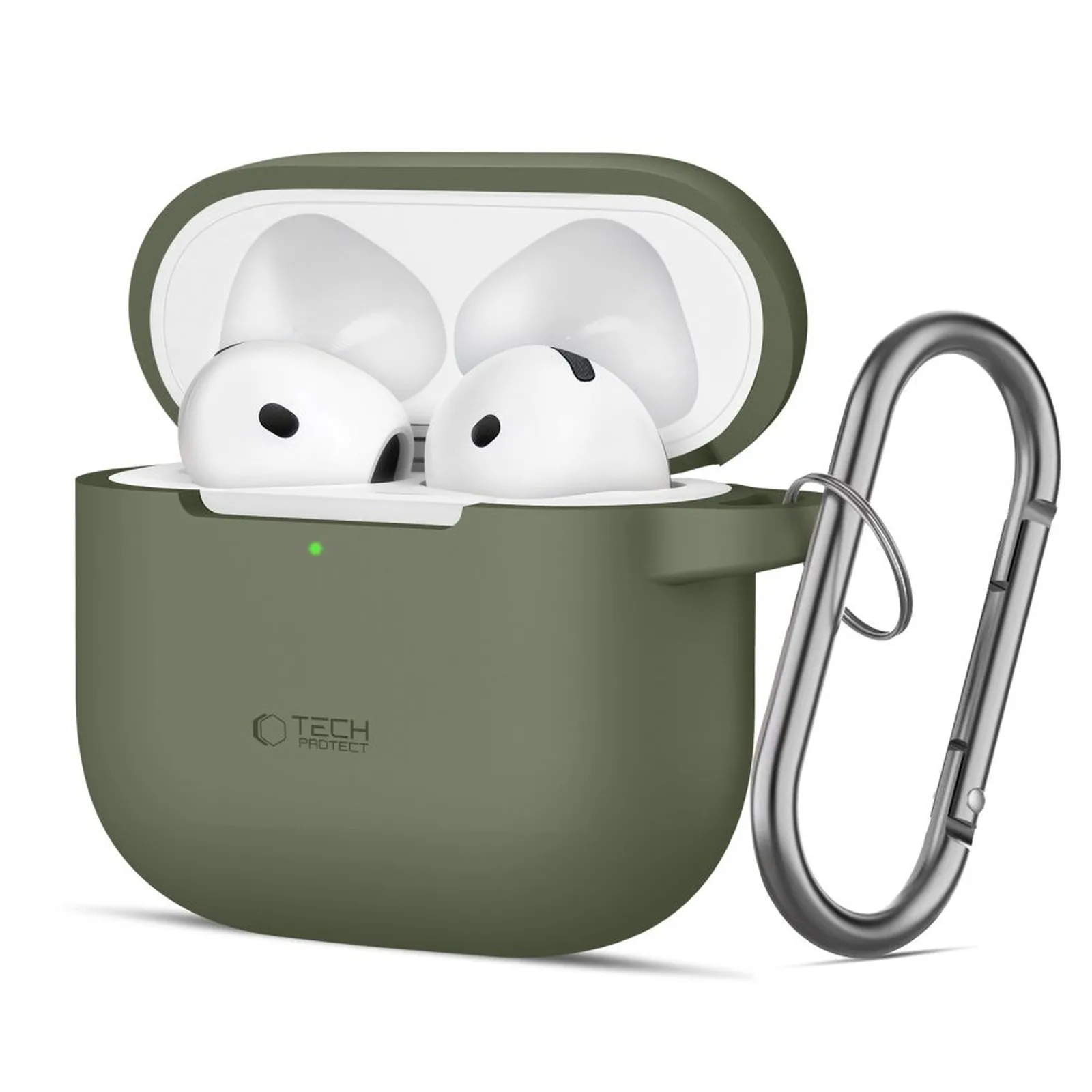Apple AirPods 4 szilikon tok kampóval – zöld