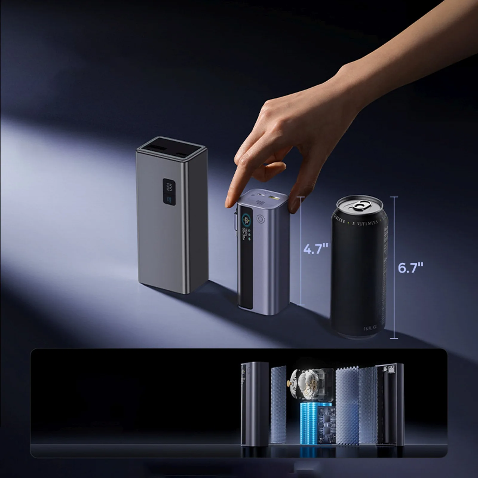 Powerbank 10000mAh EnerGeek GR11 ze zwijanym kablem 100W - szary 9