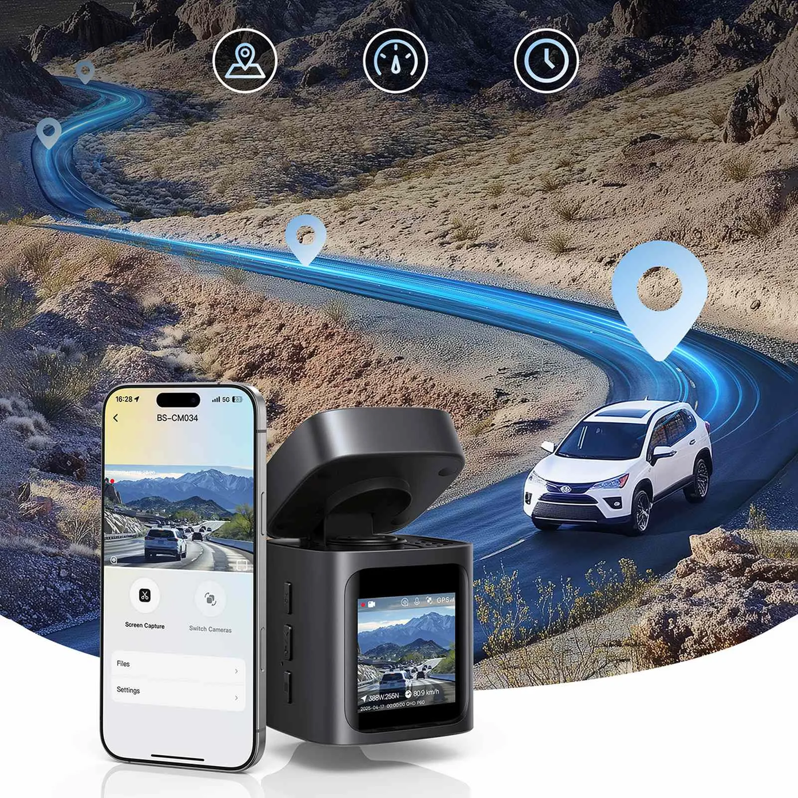 Wideorejestrator kamera samochodowa PrimeTrip VD1 Pro GPS 4K - czarny 10