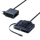 Stacja ładująca bezprzewodowa 6w1 ze zwijanymi kablami USB-C 245W - czarna 2