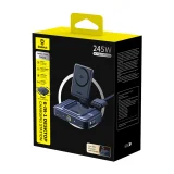 Stacja ładująca bezprzewodowa 6w1 ze zwijanymi kablami USB-C 245W - czarna 6