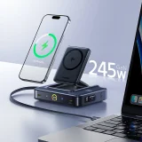 Stacja ładująca bezprzewodowa 6w1 ze zwijanymi kablami USB-C 245W - czarna 7