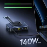 Stacja ładująca bezprzewodowa 6w1 ze zwijanymi kablami USB-C 245W - czarna 8