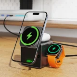 Ładowarka indukcyjna 3w1 na smartfon słuchawki smartwatch z kablem 22.5W - szara 6