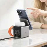 Ładowarka indukcyjna 3w1 na smartfon słuchawki smartwatch z kablem 22.5W - szara 7