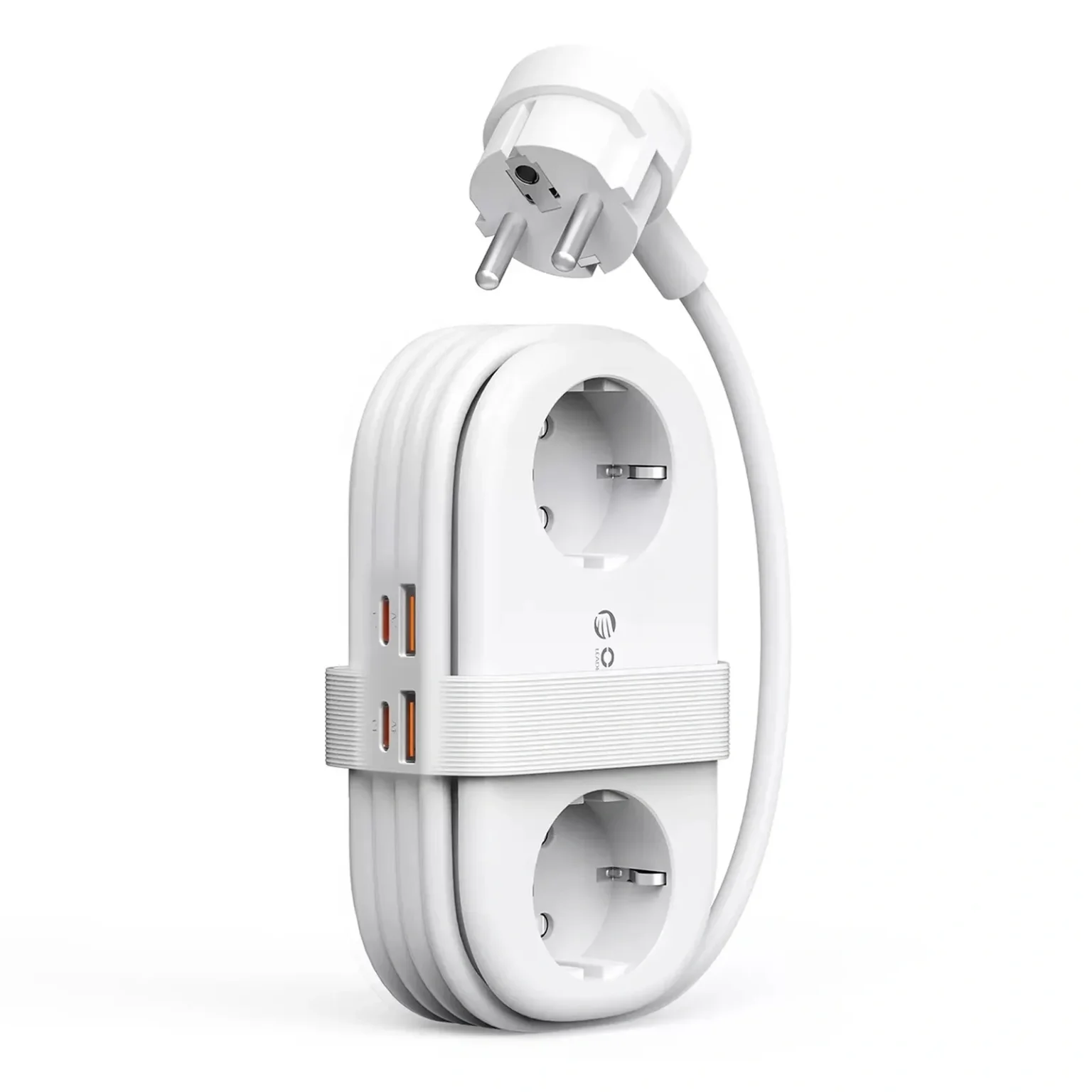Listwa zasilająca 6w1 AC USB-A USB-C GaN 65W - biała