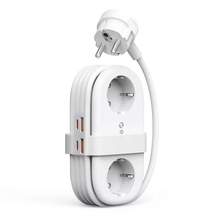 Listwa zasilająca 6w1 AC USB-A USB-C GaN 65W - biała