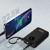 Powerbank 20000mAh USB-C USB-A z wbudowanymi kablami iPhone Lightning USB-C - czarny 10