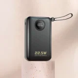 Powerbank 20000mAh USB-C USB-A z wbudowanymi kablami iPhone Lightning USB-C - czarny 2