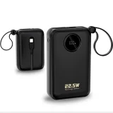 Powerbank 20000mAh USB-C USB-A z wbudowanymi kablami iPhone Lightning USB-C - czarny 6