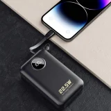 Powerbank 20000mAh USB-C USB-A z wbudowanymi kablami iPhone Lightning USB-C - czarny 8