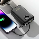 Powerbank 20000mAh USB-C USB-A z wbudowanymi kablami iPhone Lightning USB-C - czarny 9