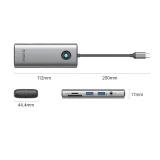 HUB 8w1 USB-C - USB-A USB-C HDMI SD microSD RJ45 mini jack PD 100W 4K 60Hz - szary 2