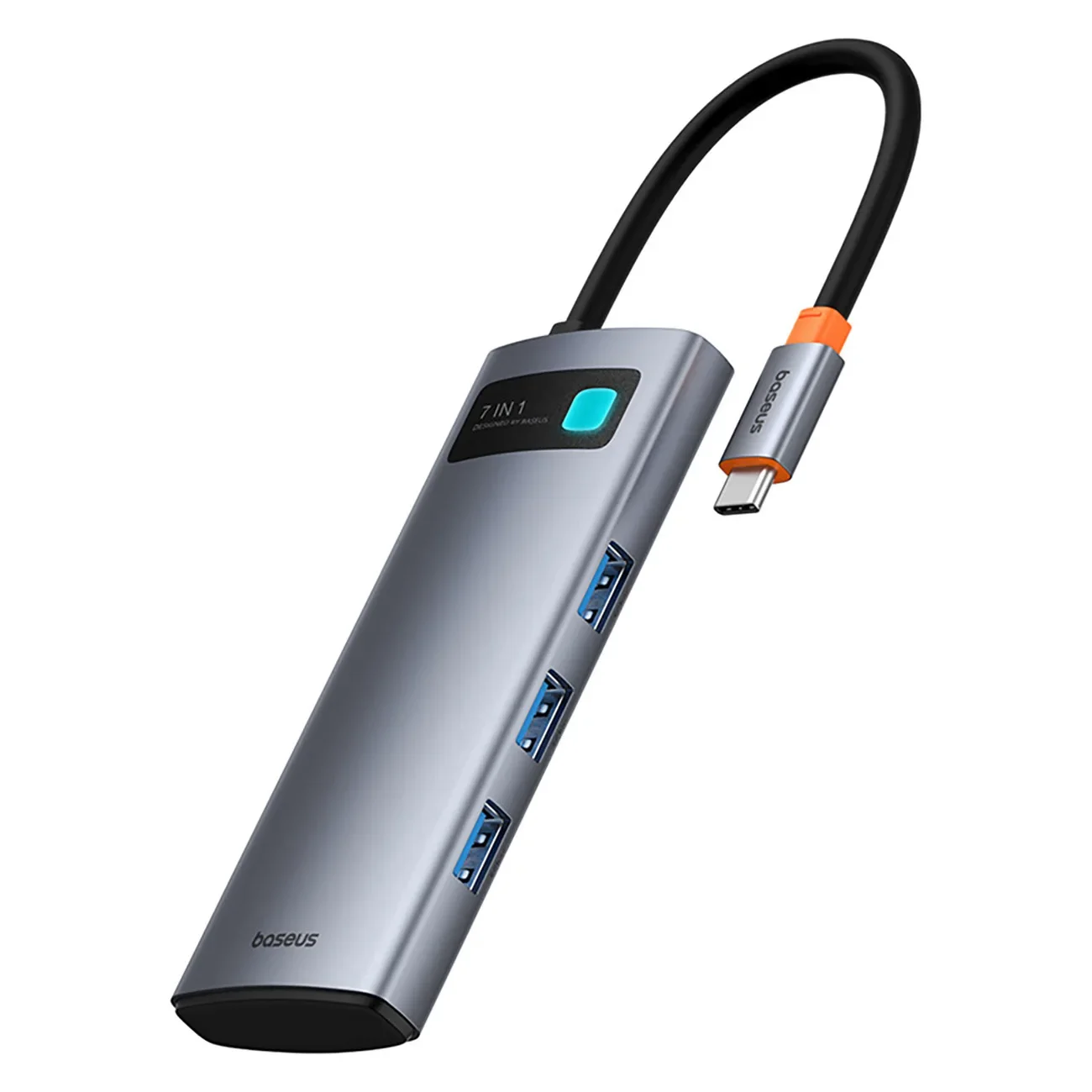 7 az 1-ben Metal Gleam USB-C HDMI USB-A USB-C PD SD microSD hub adapter - szürke
