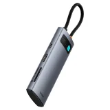 7 az 1-ben Metal Gleam USB-C HDMI USB-A USB-C PD SD microSD hub adapter - szürke 3