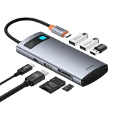 7 az 1-ben Metal Gleam USB-C HDMI USB-A USB-C PD SD microSD hub adapter - szürke 6