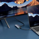7 az 1-ben Metal Gleam USB-C HDMI USB-A USB-C PD SD microSD hub adapter - szürke 7