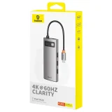 7 az 1-ben Metal Gleam USB-C HDMI USB-A USB-C PD SD microSD hub adapter - szürke 9