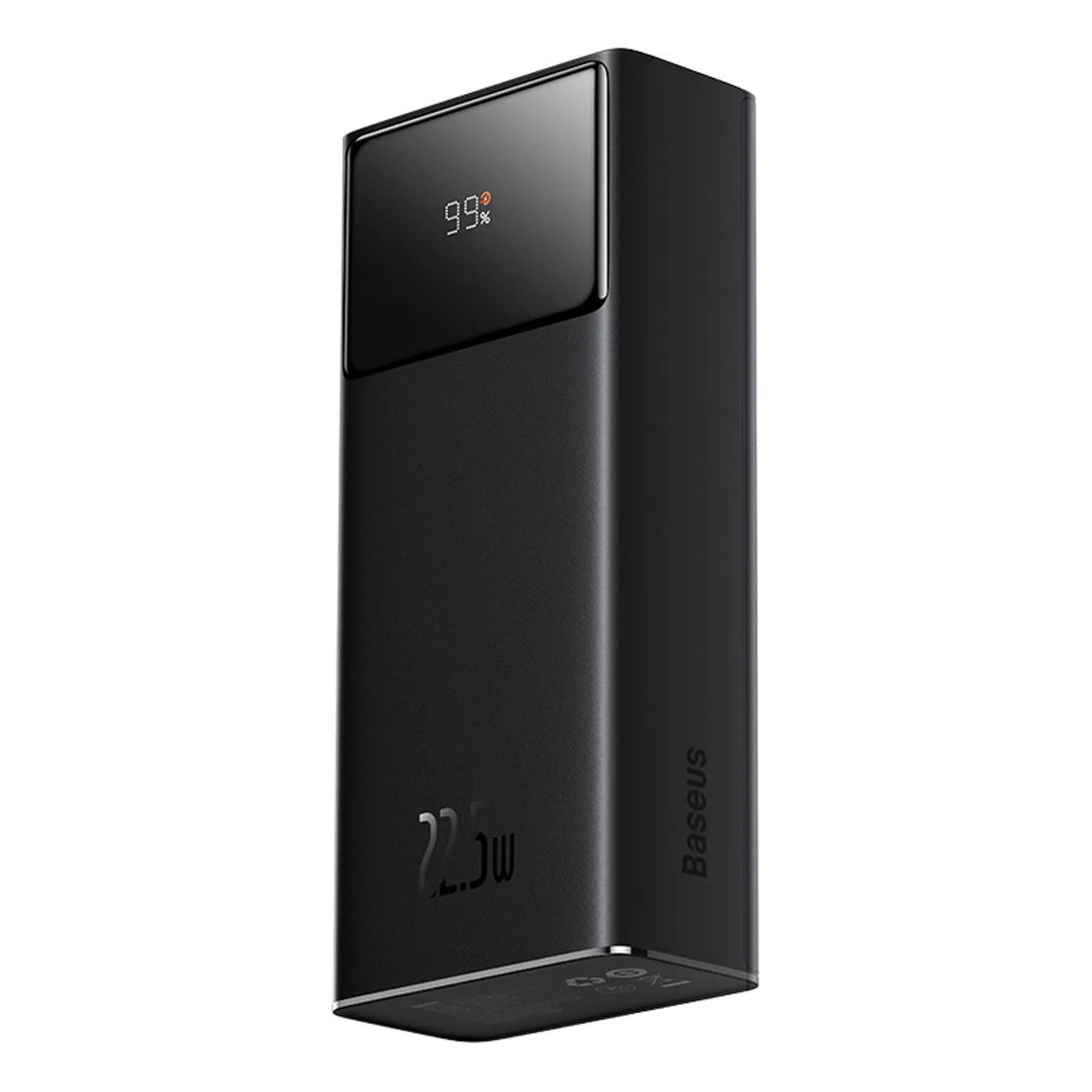 30000 mAh-s, 22,5 W-os power bank USB-A–USB-C 3 A-es, 30 cm-es kábellel – fekete