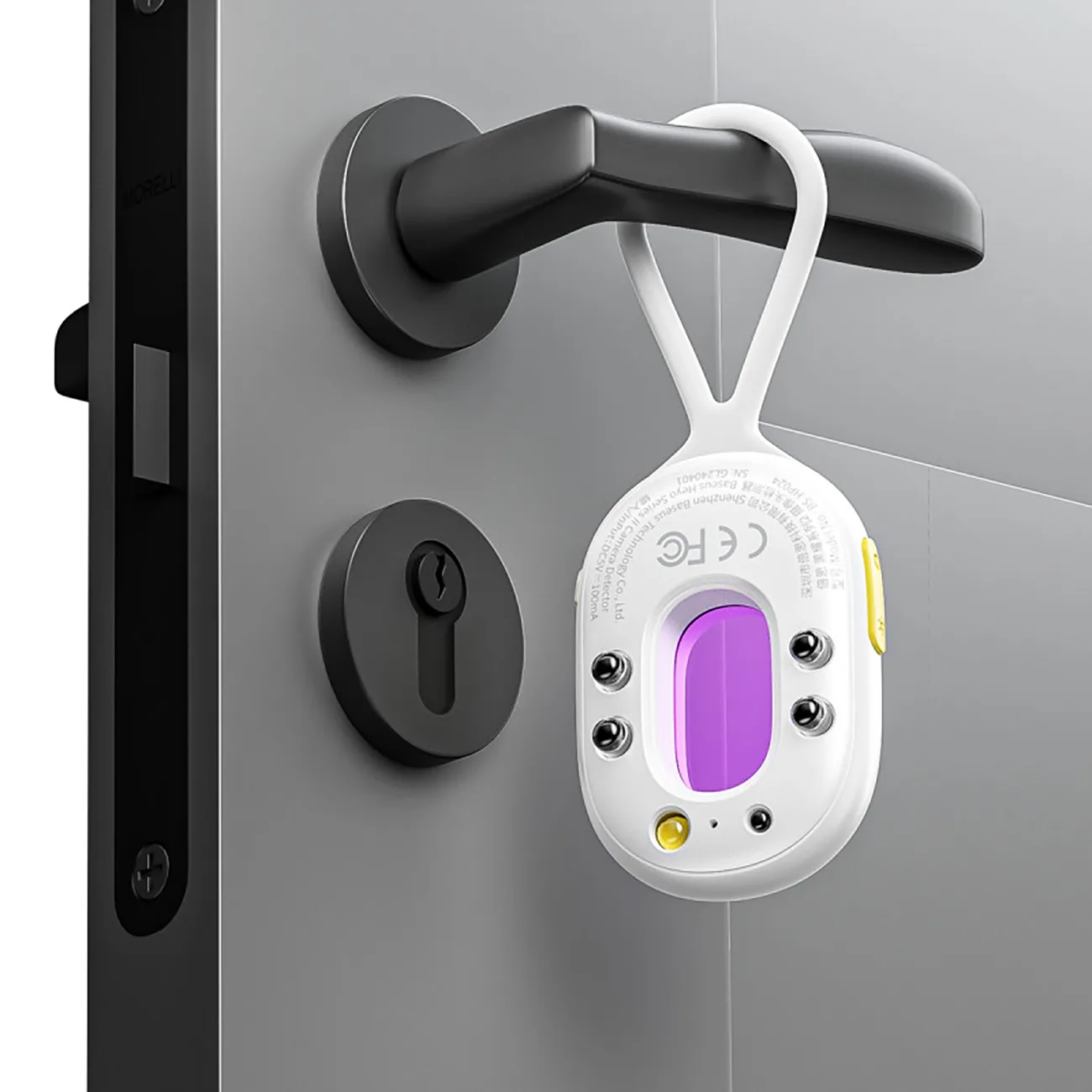 Hidden camera detector with alarm, mini flashlight, and USB-A to USB-C cable - white 9