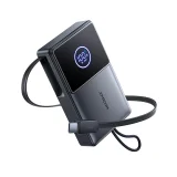 Powerbank 10000mAh 22.5W ze zwijanym kablem USB-C - czarny