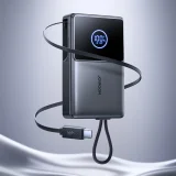 Powerbank 10000mAh 22.5W ze zwijanym kablem USB-C - czarny 2