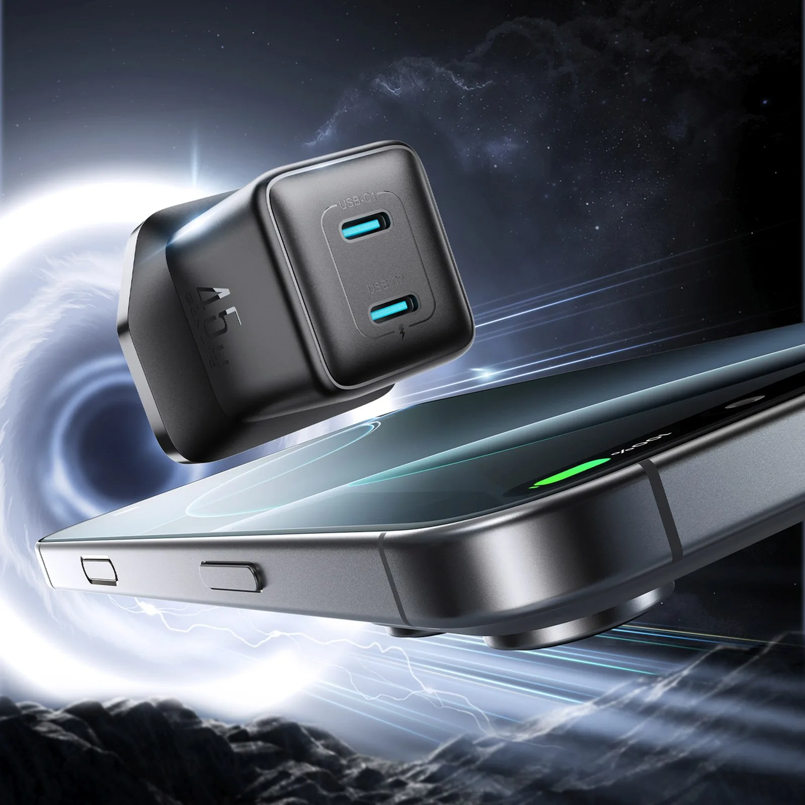 45 W-os brit USB-C fali töltő – fekete 2