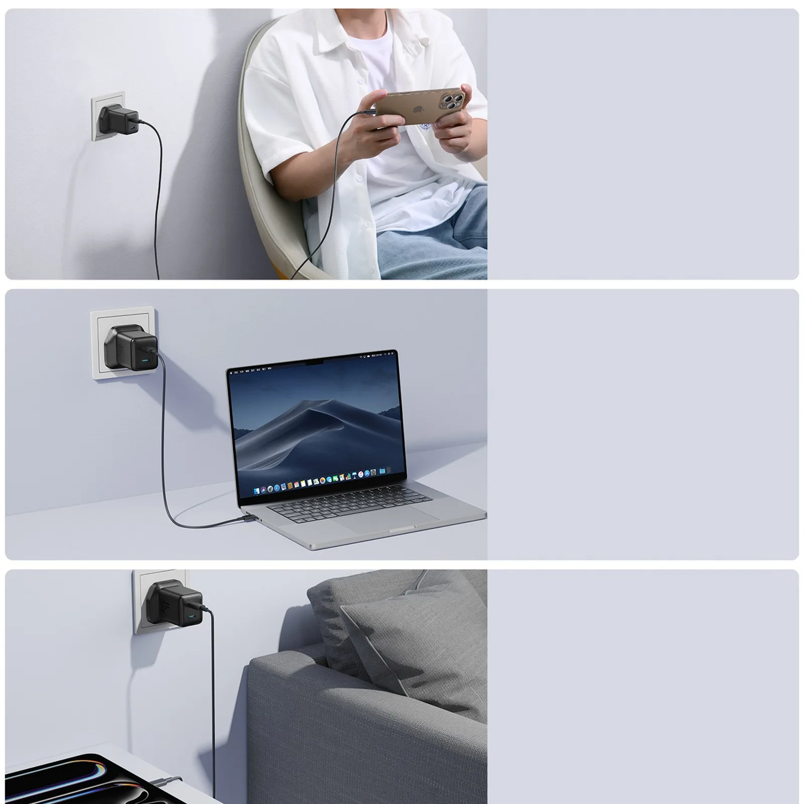 45 W-os brit USB-C fali töltő – fekete 5