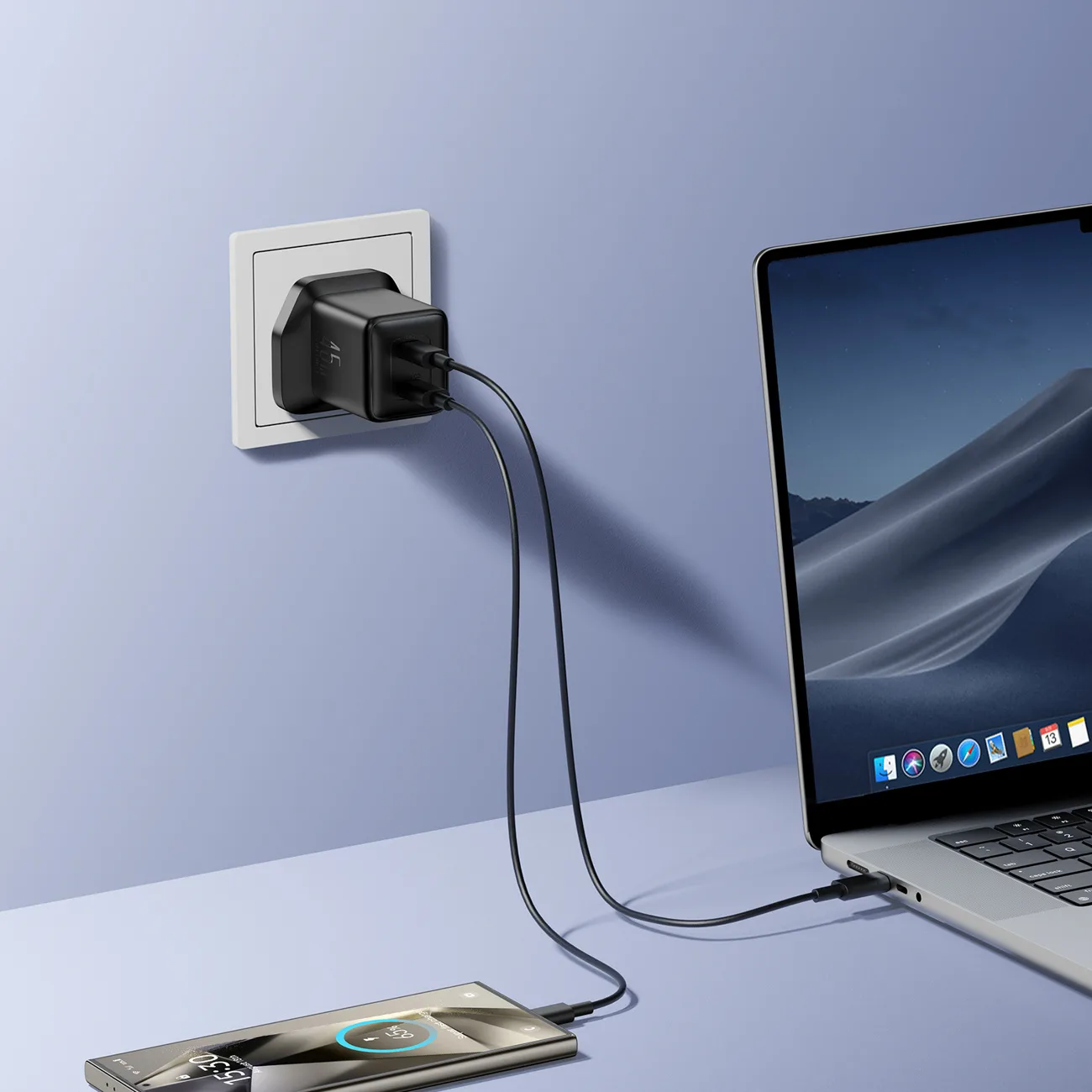 45 W-os brit USB-C fali töltő – fekete 6