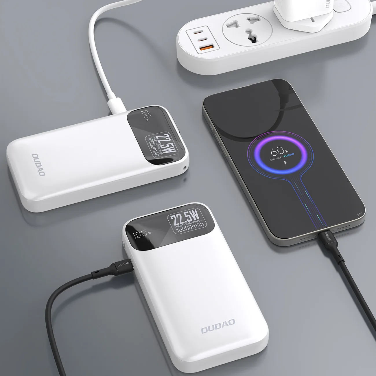 Powerbank K31 10000 mAh 22.5W PD z wbudowanym kablem - biały 2