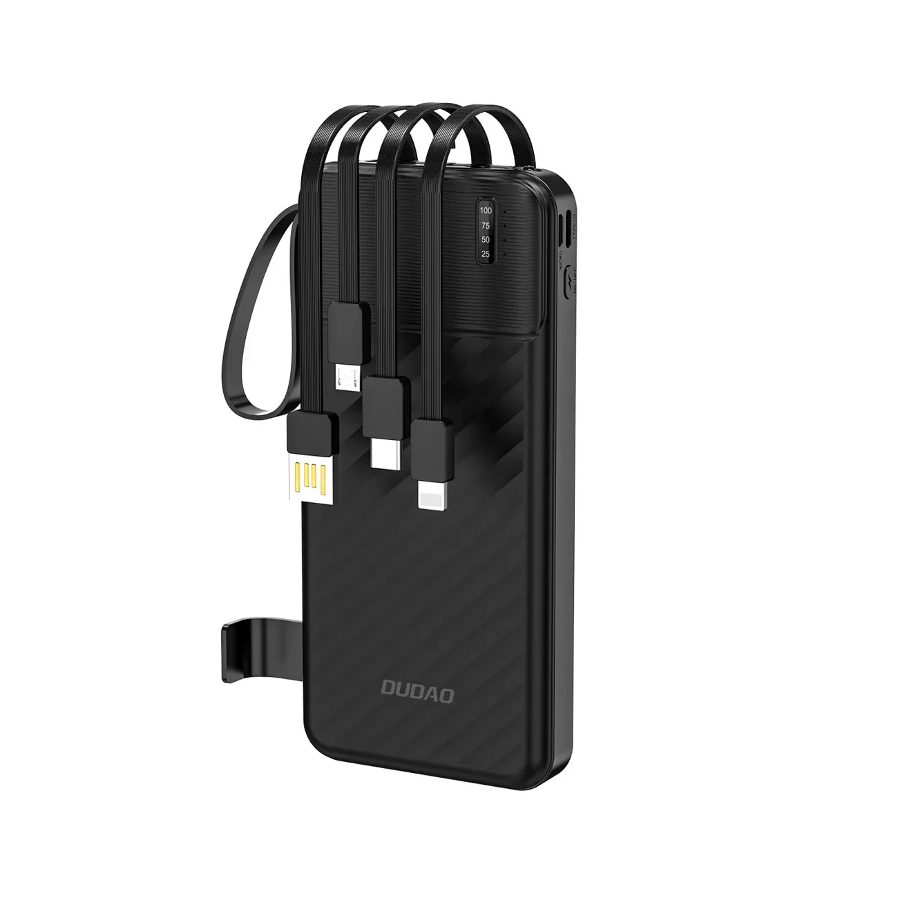 Powerbanka K11 10 000 mAh s integrovanými káblami – čierna Powerbanka K11 10 000 mAh s integrovanými káblami – čierna