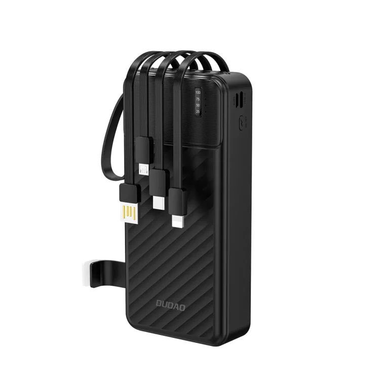 K11 Pro 20000 mAh Power Bank beépített kábelekkel - fekete